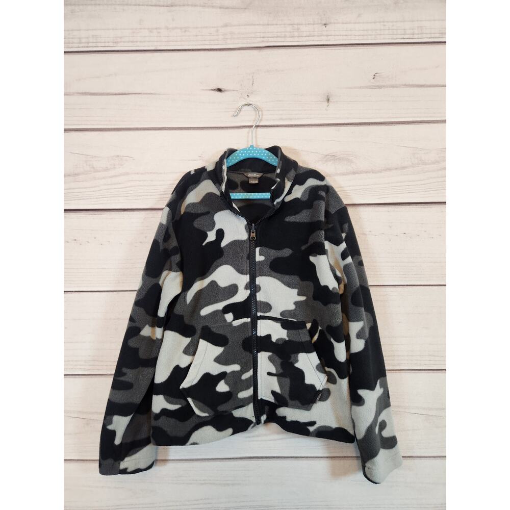 Eddie Bauer Kids Boys Black Gray Camouflage Full Zip Long Sleeve Jacket Sz Small - Picture 1 of 6